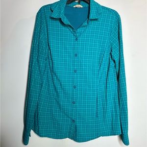 Duluth Trading Breathable Nylon Button Up Collared Running Shirt, Size LARGE